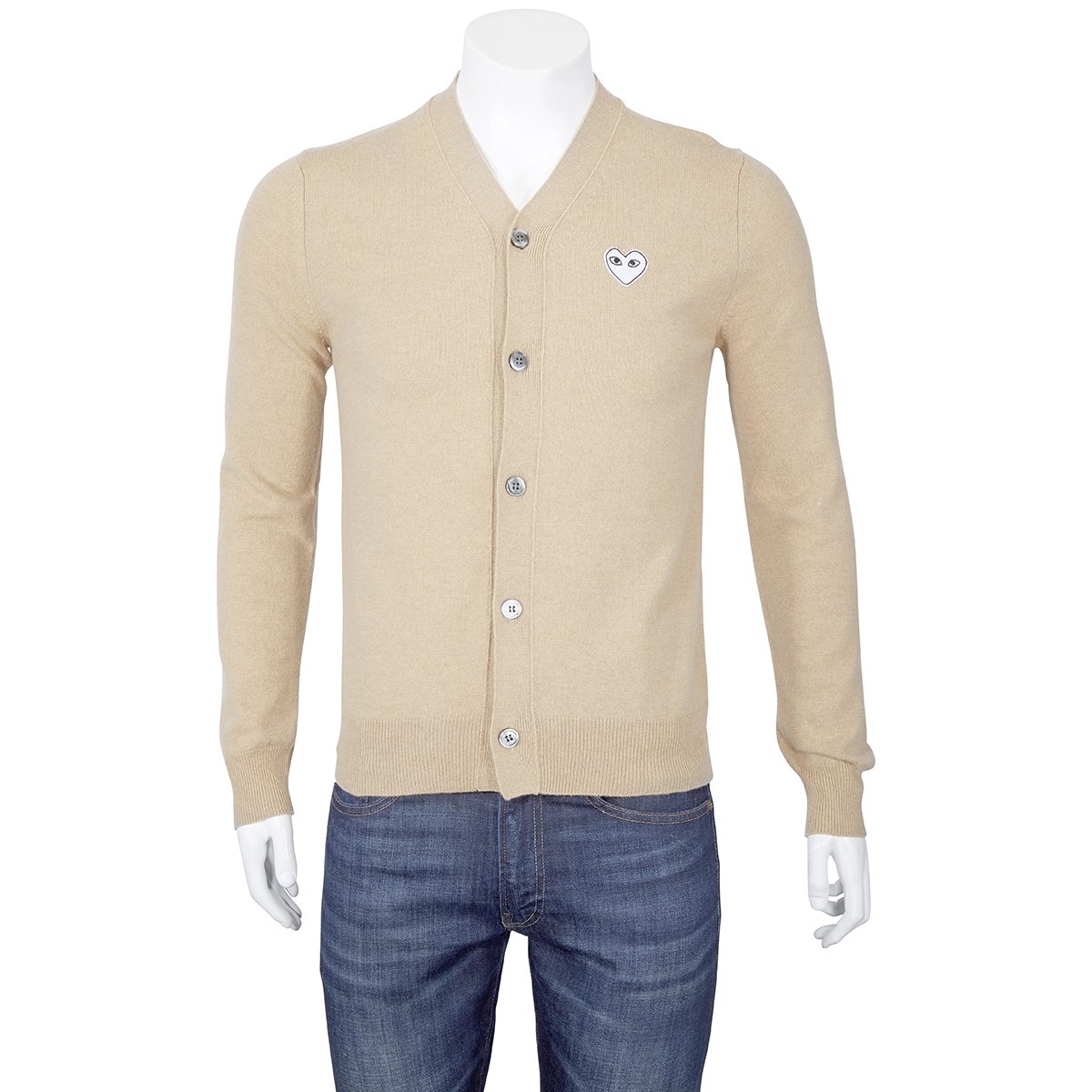 Camel Play Cardigan With White Heart 