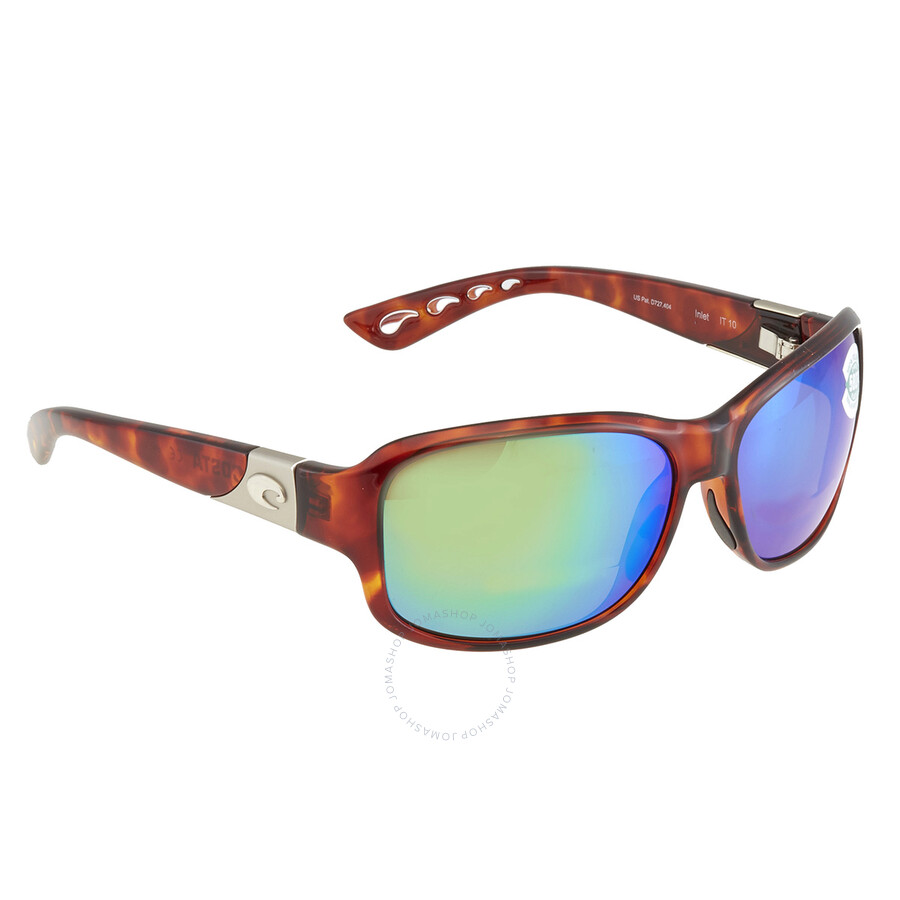 Costa Del Mar Inlet Polarized Green Mirror Rectangular Sunglasses IT 10
