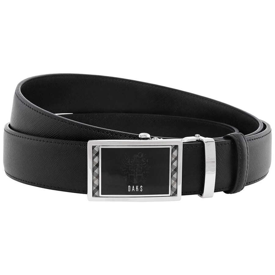 Daks Men's Black Adjustable Logo Buckle Leather Belt GB2005 NK 8F