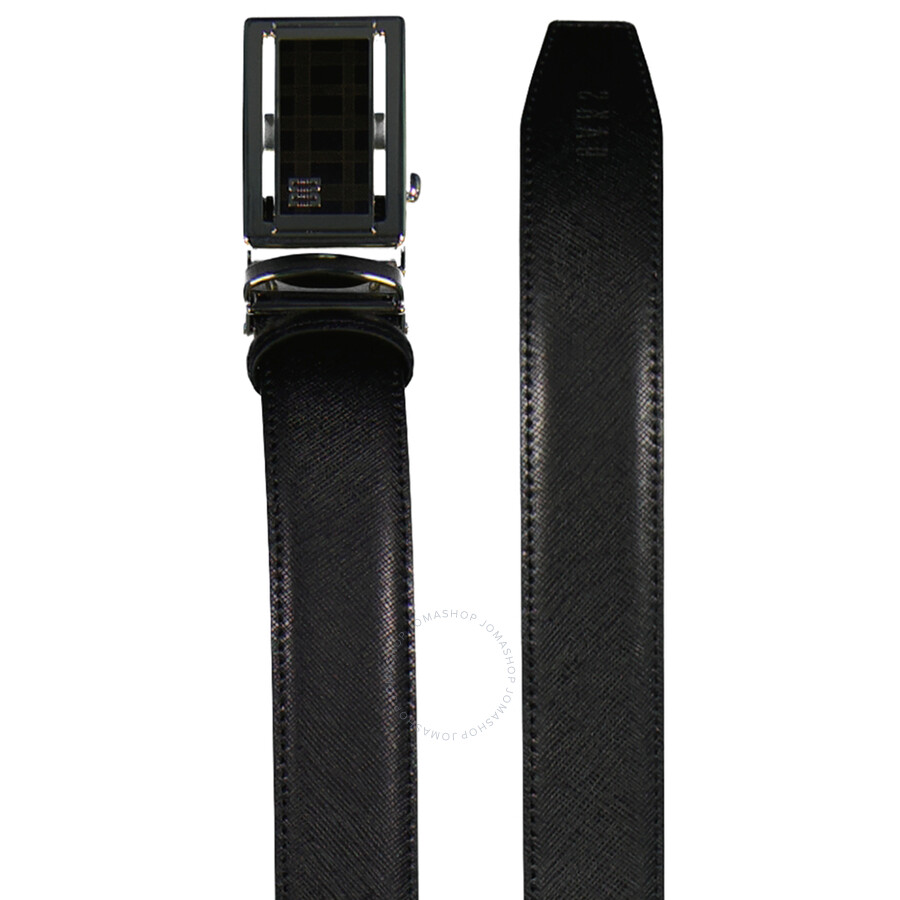 Daks Men's Black Leather Adjustable Logo Buckle Belt, Size One Size