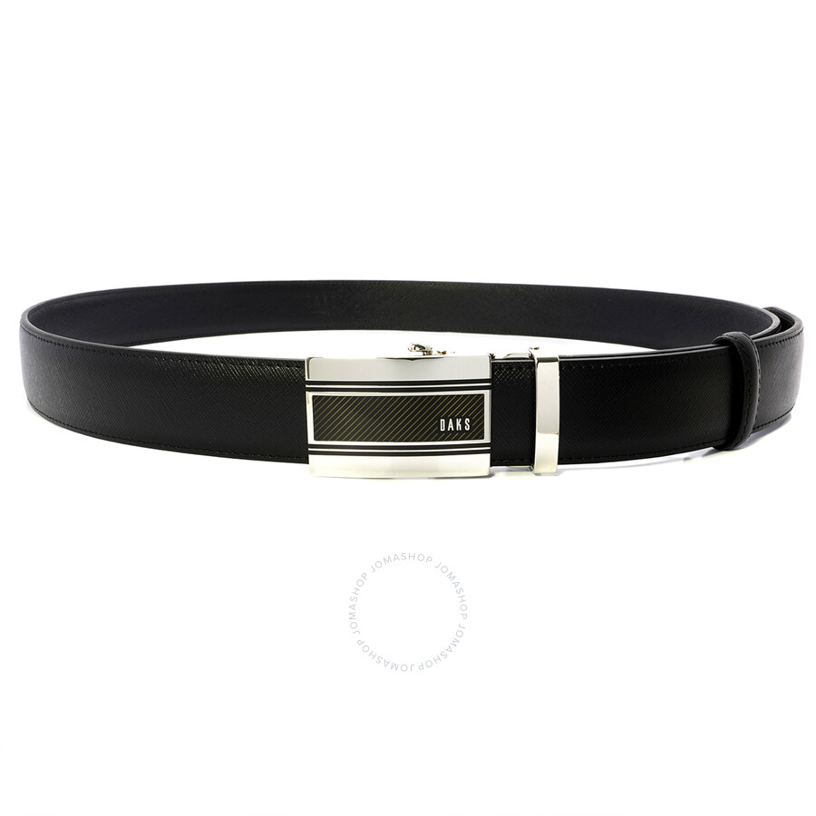 Daks Men's Black Leather Logo Buckle Belt, Size One Size GB2159 NK 8F