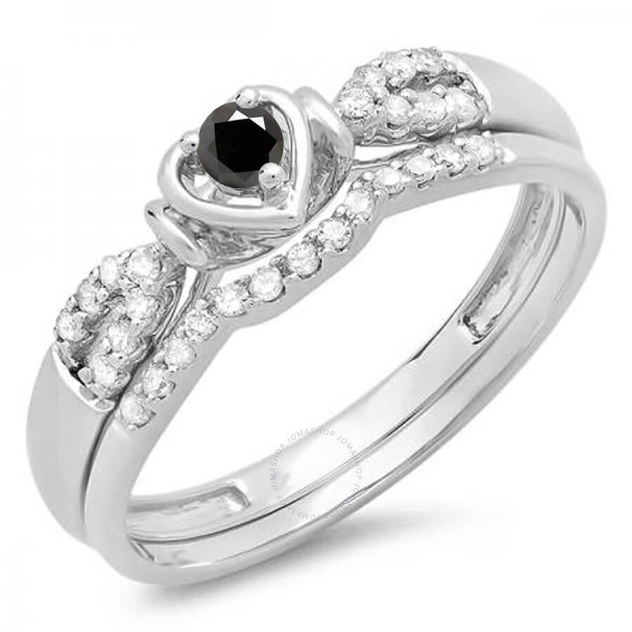 ctw Dazzlingrock Collection 0.15 Carat 10K Gold Round White Diamond Vintage Bridal Engagement Ring Set