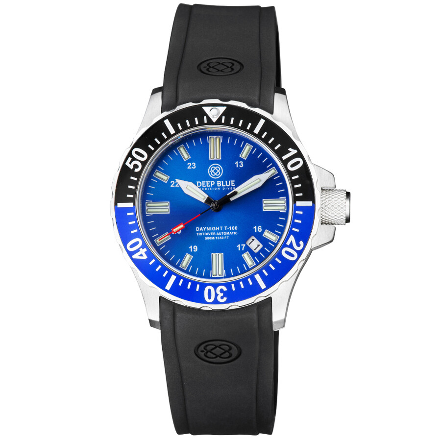 Deep Blue DAYNIGHT 41 TRITDIVER T-100 TRITIUM TUBES AUTOMATI Blue Dial