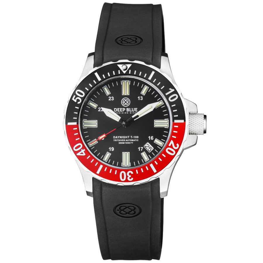 Deep Blue Daynight 41 Tritdiver T-100 Tritium Tubes Automatic Black