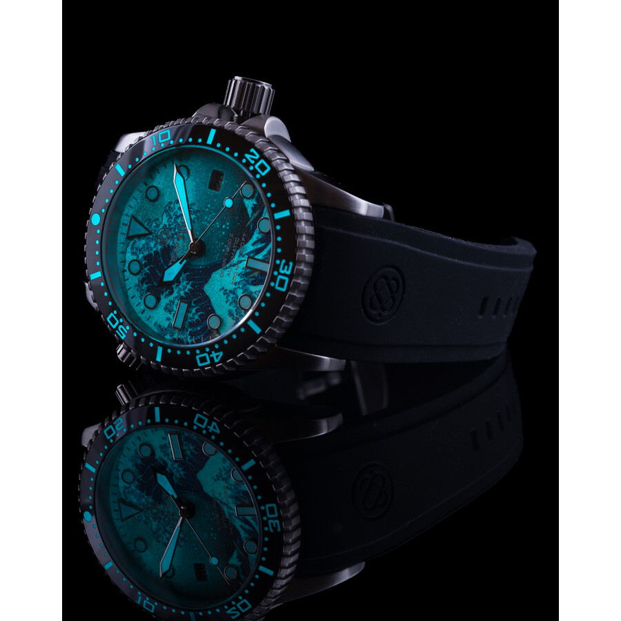 Deep Blue Diver 1000 Wave Dial Automatic Men's Watch 40BLKKANGAWA Watches, Diver 1000