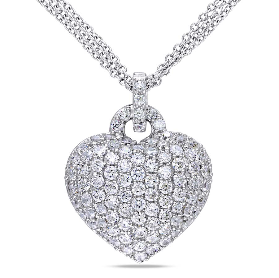 Amour Delmar 3 1 2 Ct Tgw Created White Sapphire Heart Pendant With Chain In Sterling Silver Jms3std Ladies Jewelry Amour Jomashop