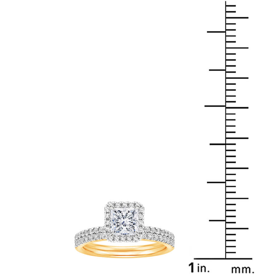 Diamondmuse 3.00 cttw Square Swarovski Diamond Plated Halo Bridal Set