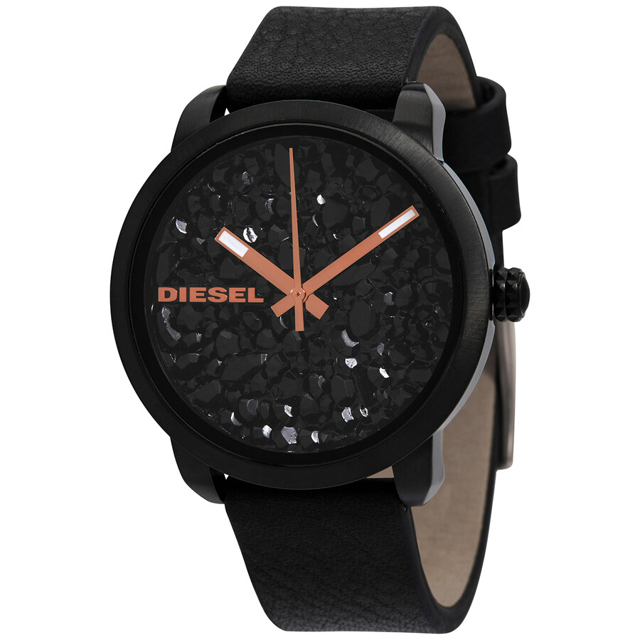 Diesel Quartz Black Dial Black Leather Ladies Watch DZ5598 698615135271