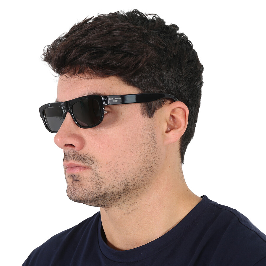 Dolce & Gabbana Dark Grey Rectangular Men's Sunglasses DG4432 501/87 52