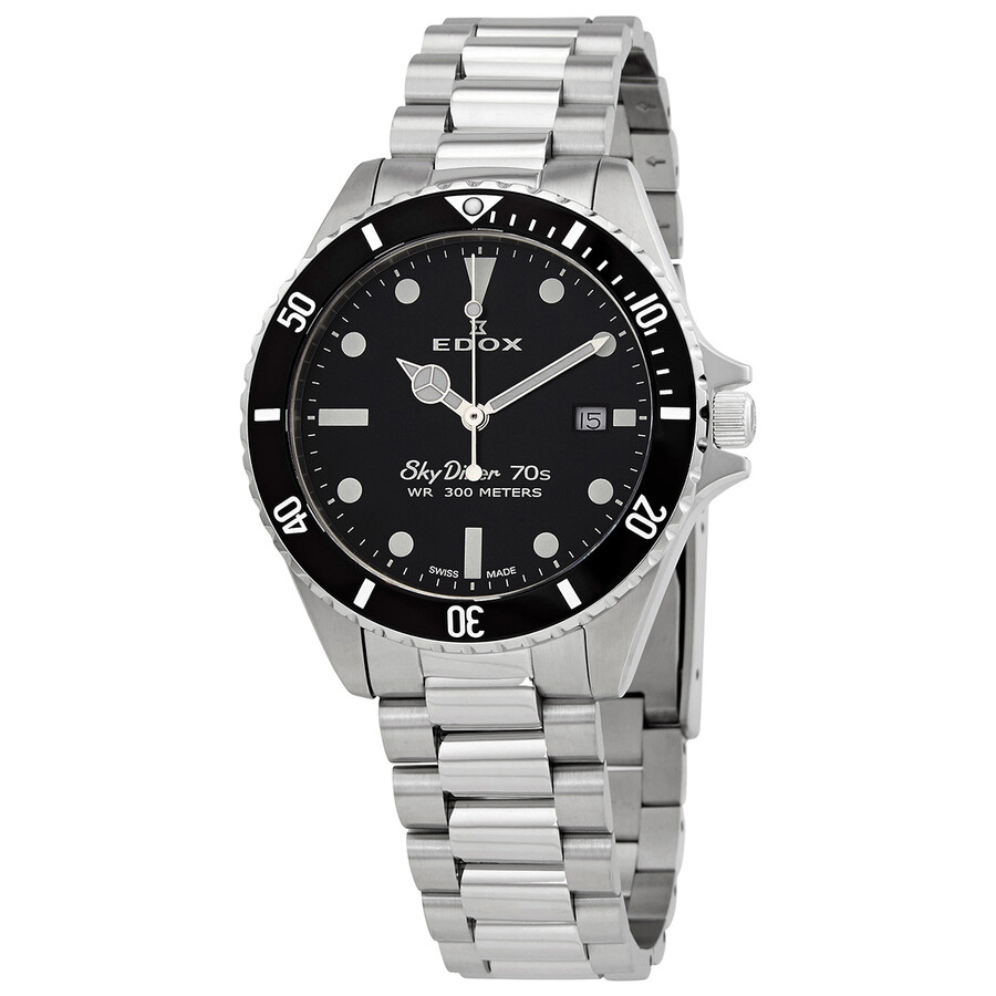 Quartz Black Dial Stainless Steel Men's Watch
