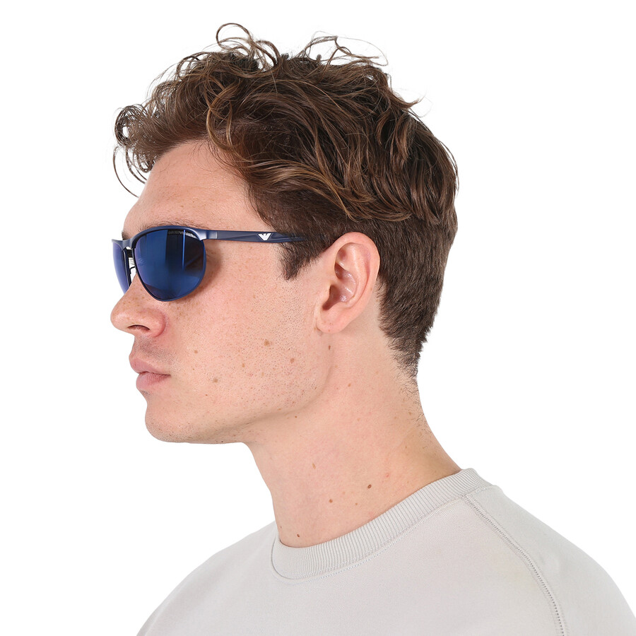 Emporio Armani Blue Mirrored Blue Square Men #39 s Sunglasses EA2124 301855