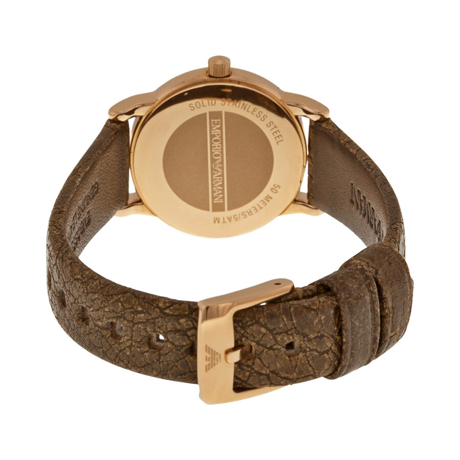 Emporio armani ladies watch brown leather strap Clearance
