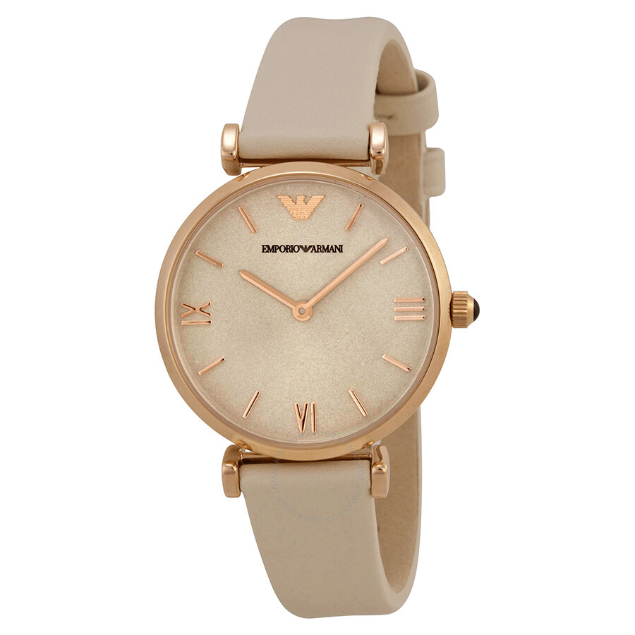 Emporio armani ladies watch brown leather strap Clearance