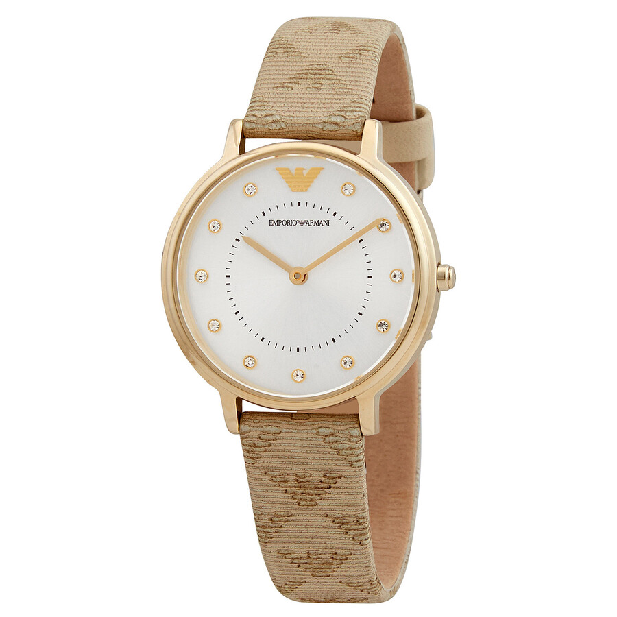 Emporio Armani Quartz Crystal Silver Dial Ladies Watch AR11042