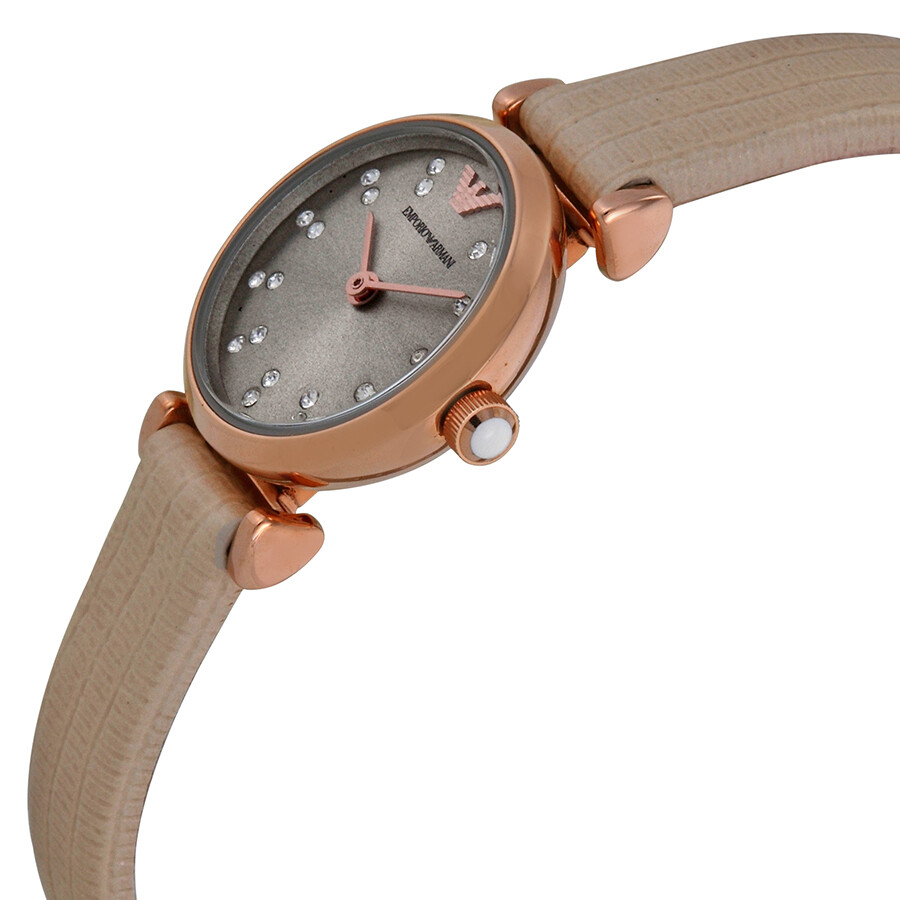 Leather strap emporio armani ladies watch clearance