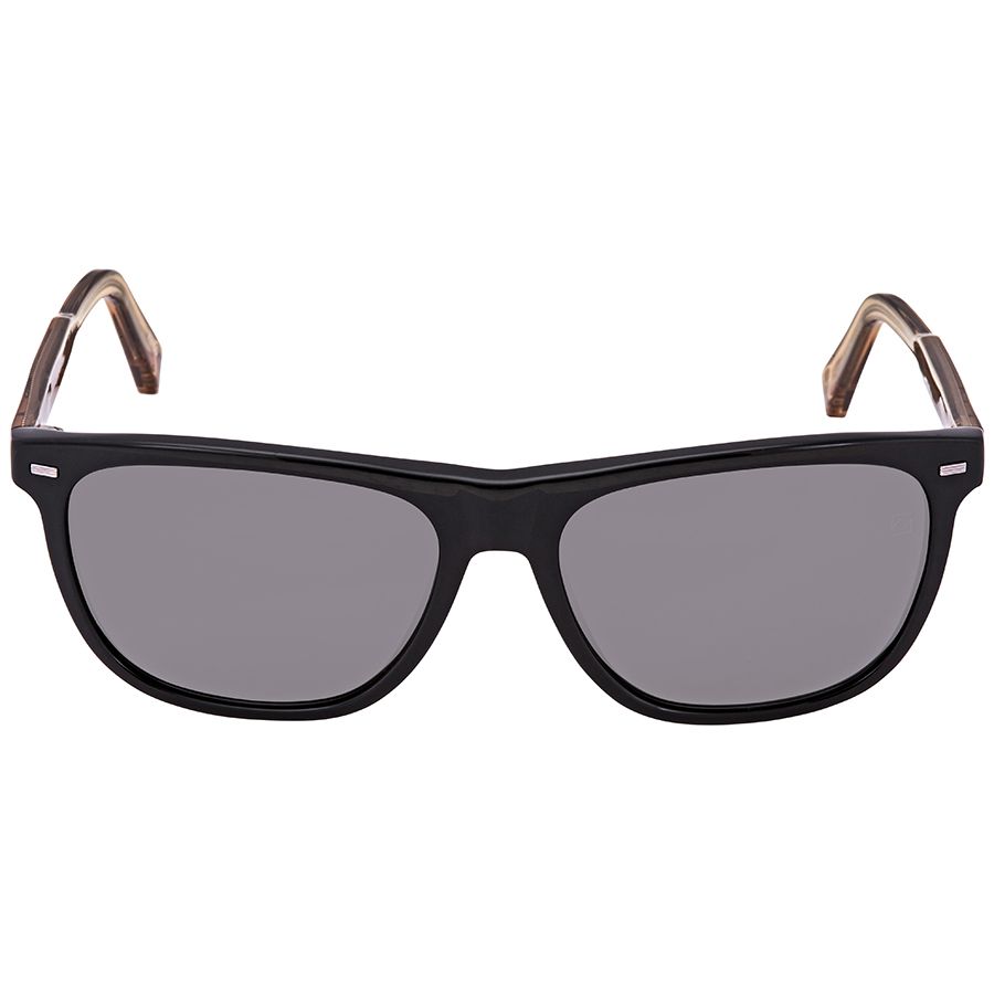 Ermenegildo Zegna Smoke Polarized Rectangular Men's Sunglasses