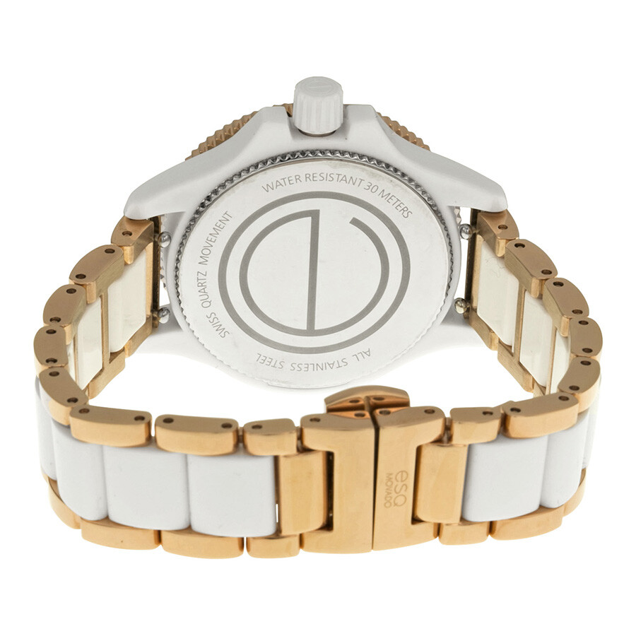 Esq By Movado Fusion White Dial TwoTone Rose Gold Ionplated Ladies