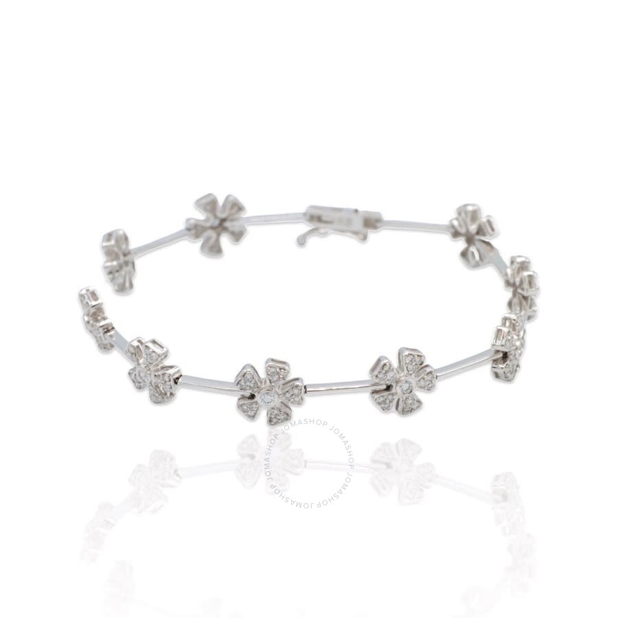 Estate Jewelry 18K White Gold Diamond Flower Bracelet 62161 Jewelry