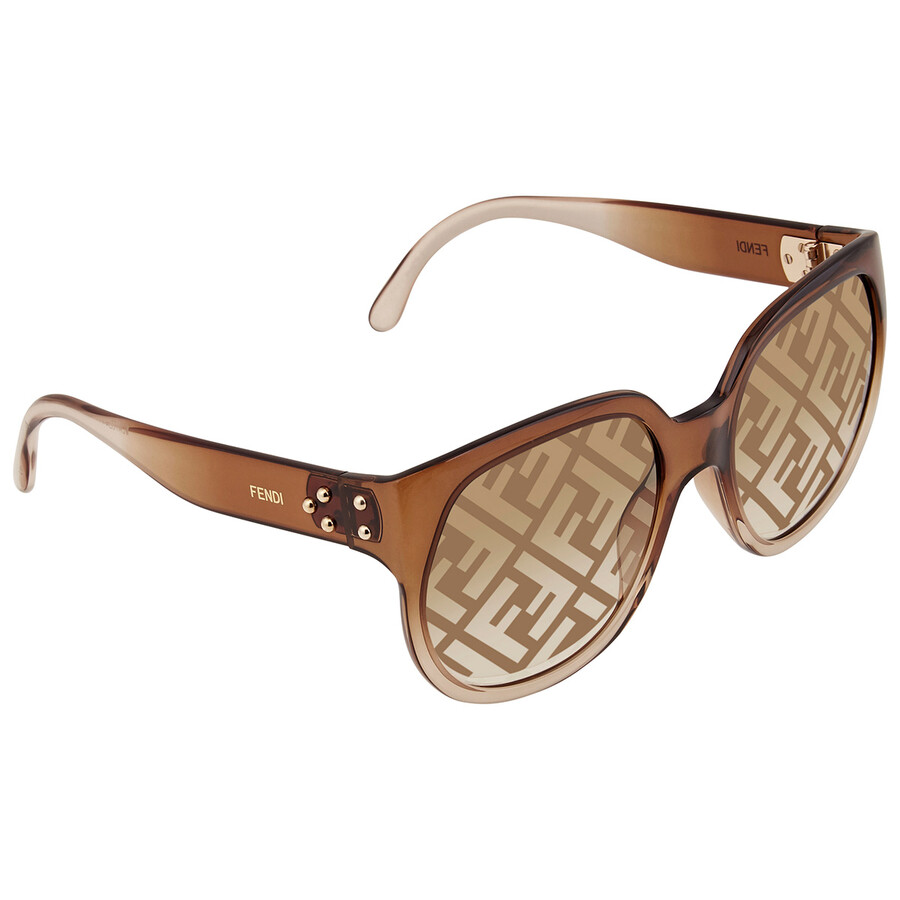 Fendi Brown Gold Square Ladies Sunglasses FF 0403/G/S 009Q 60