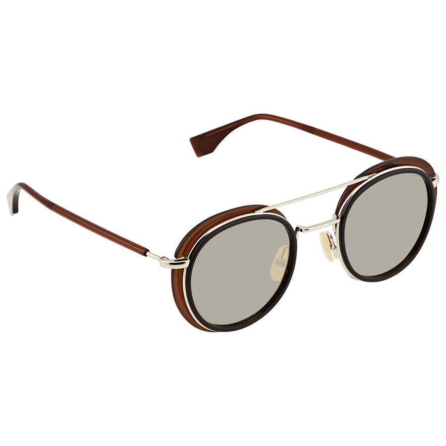 Fendi Men's Brown Round Sunglasses FFM0059/S009QK149 716736196824 Sunglasses