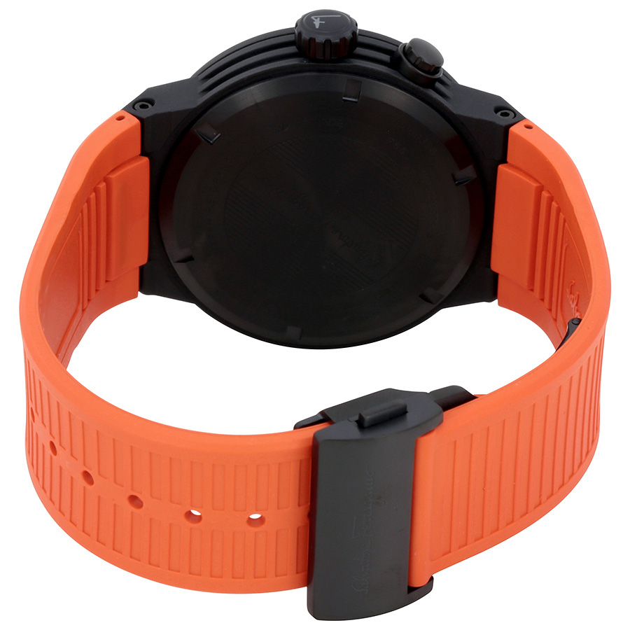 Salvatore Ferragamo Ferragamo F-80 Black Dial Orange GMT Men's Watch  F55LGQ6876SR62 3400001147525 - Watches - Jomashop