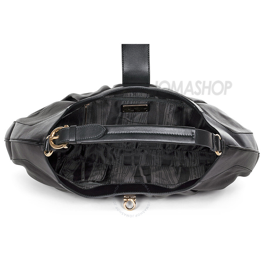 Ferragamo Roxanne Hobo Black Leather Handbag D231496643 Handbags