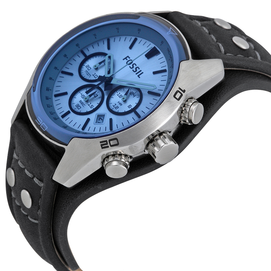 Fossil Blue Glass Chronograph Black 