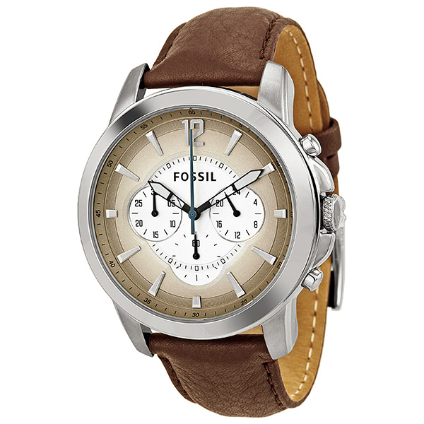 Fossil Brown Leather Strap Grey 