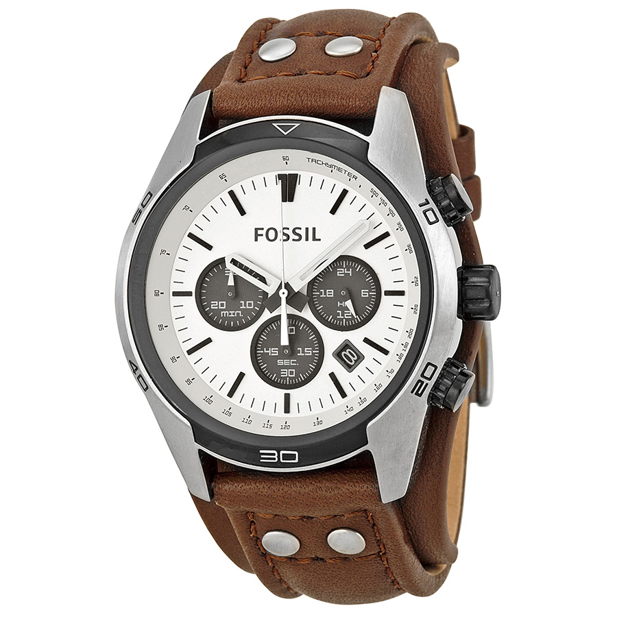 Fossil Coachman Chronograph White Dial 