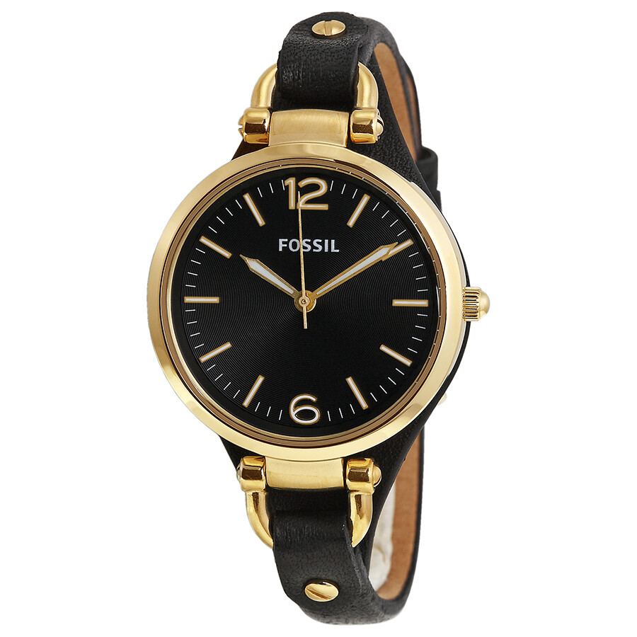 Fossil Georgia Black Dial Gold-Tone Steel Ladies Watch ES3148 691464937928  - Watches, Georgia - Jomashop