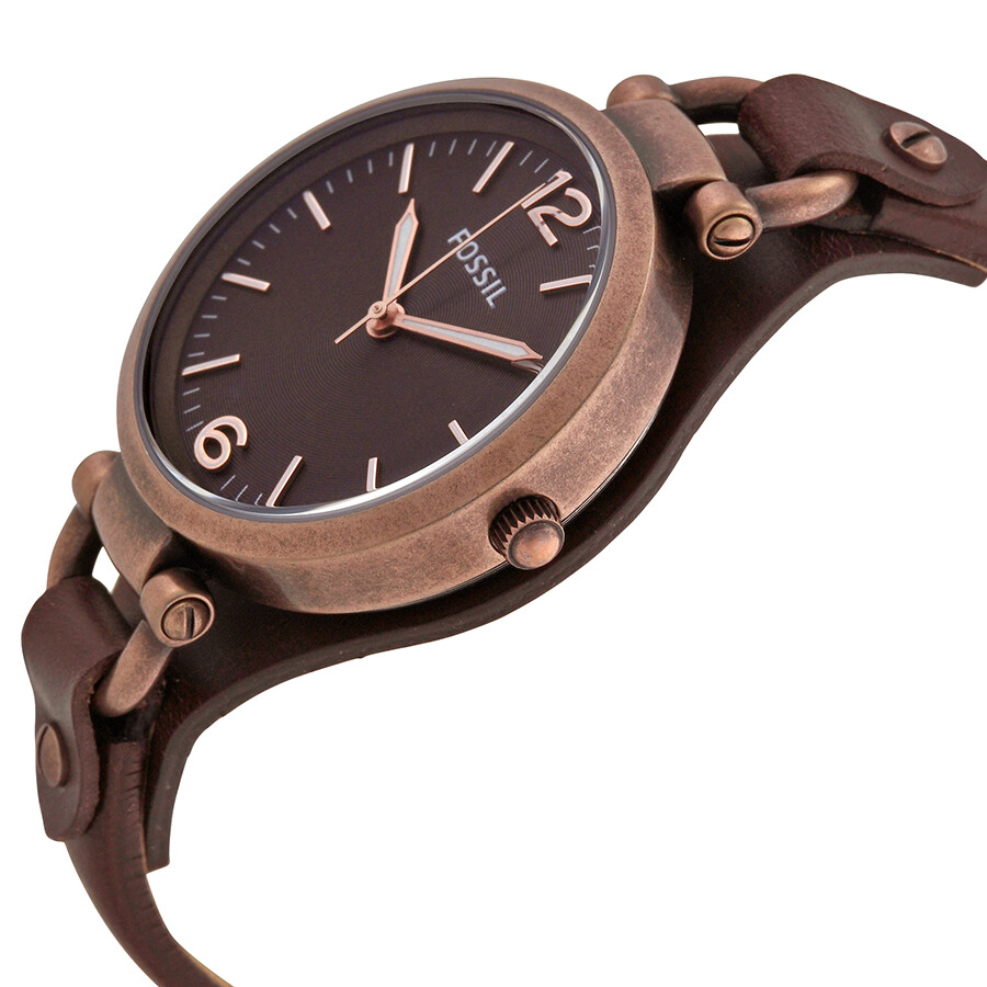 Fossil Brown Dial CopperTone Stainless Steel Ladies Watch