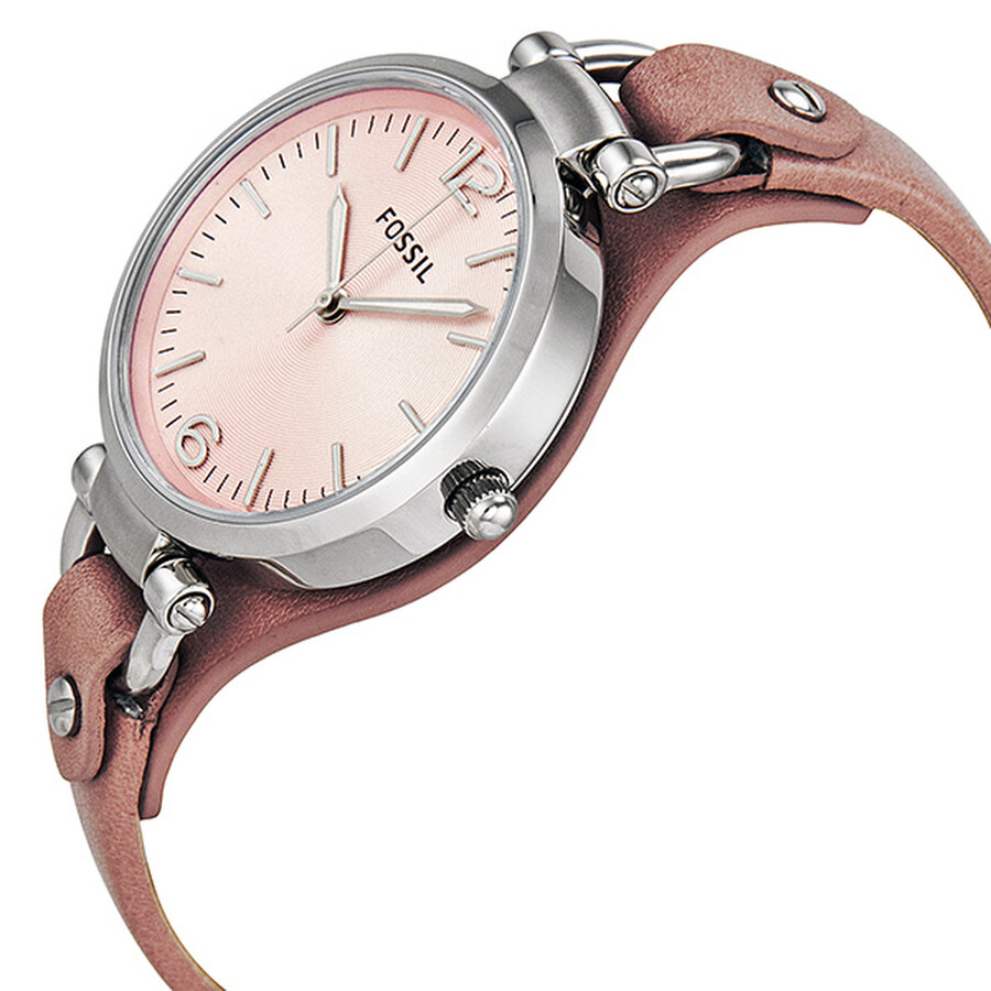 Fossil Pink Dial Pink Leather Ladies Watch ES3076 4051432543647
