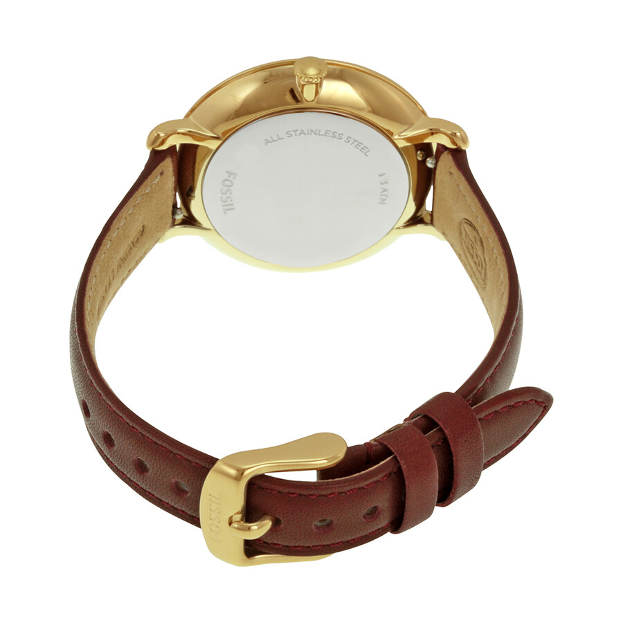 Fossil Jacqueline Silver Dial Maroon Leather Ladies Watch ES3856