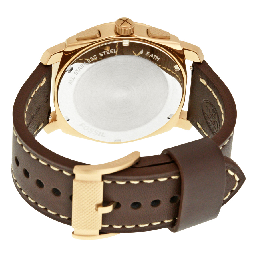Fossil Machine Gold Chronograph Dial 