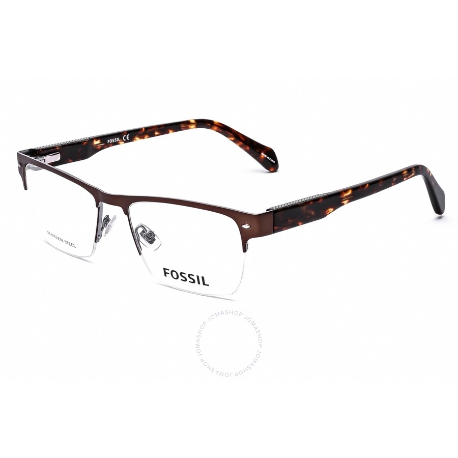 Fossil Men's Brown Square Eyeglass Frames FOS 7020 04IN 00 53