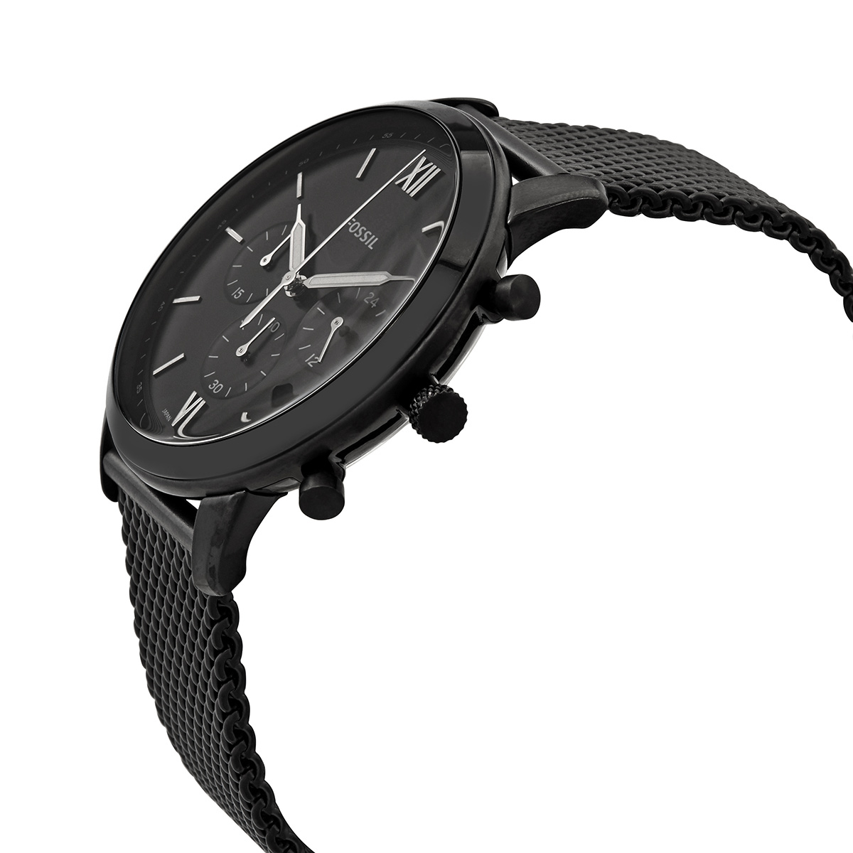 Fossil - Neutra Chronograph Black Stainless Steel Mesh Watch and Bracelet Box Set - 796483534353