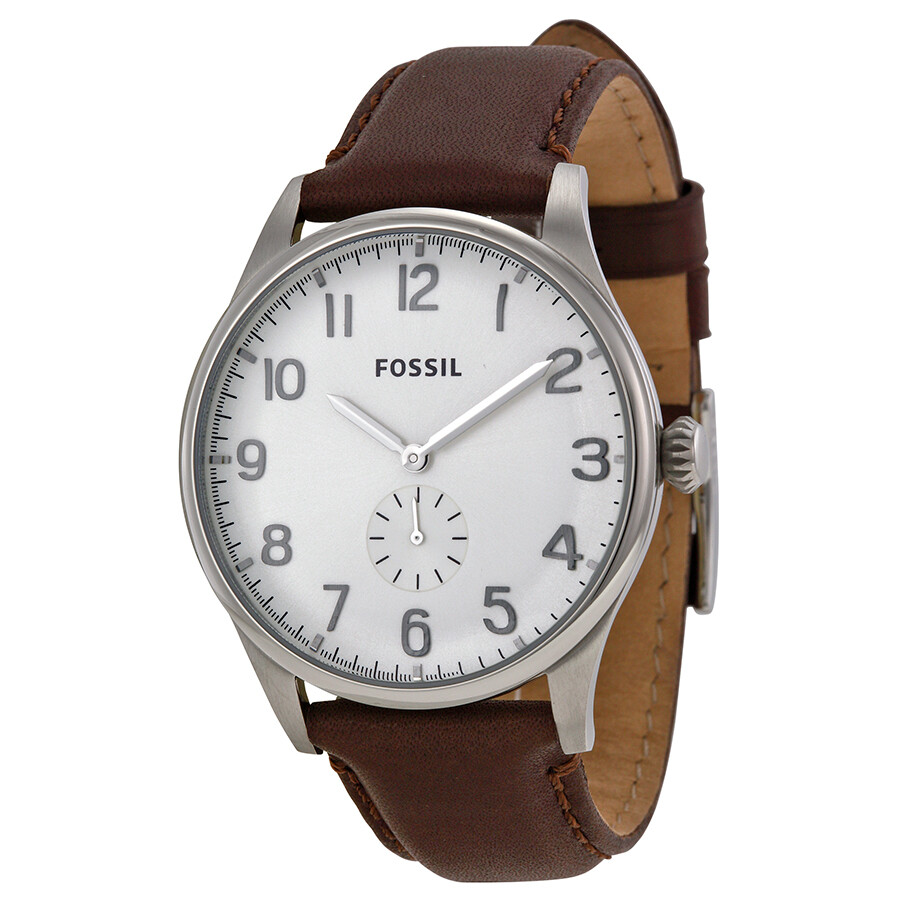 Fossil The Agent Silver Dial Brown Leather Men's Watch FS4851 4053858091153  - Watches - Jomashop