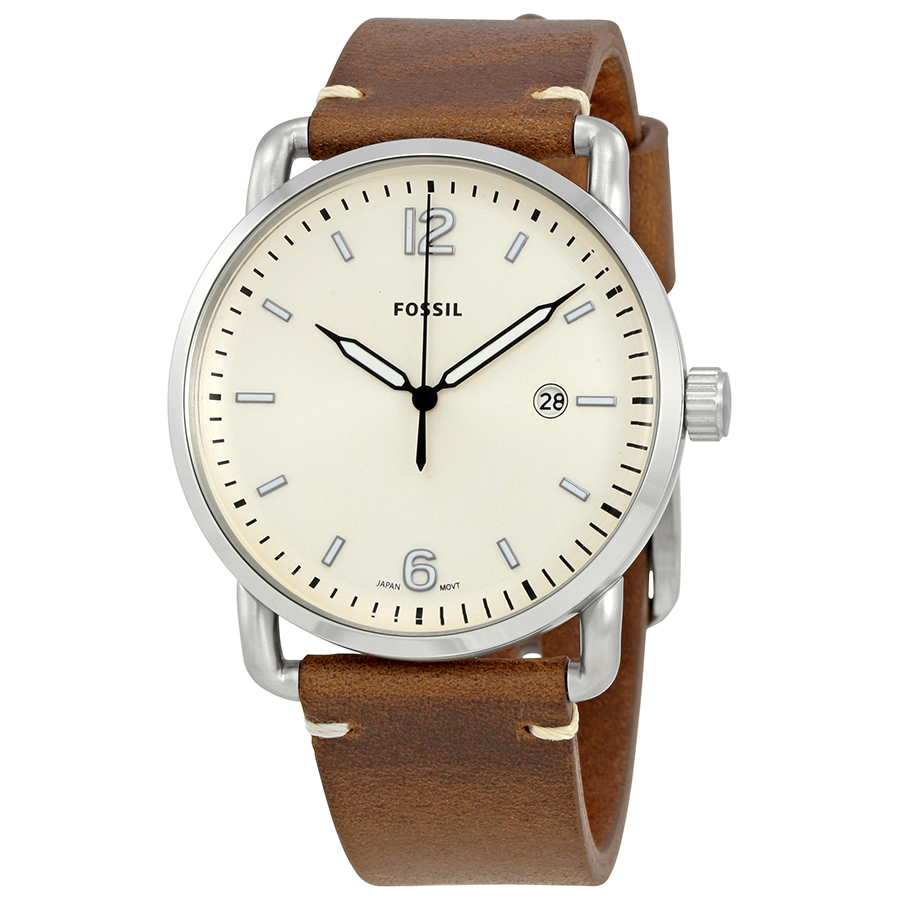 Fossil The Commuter Cream Dial Brown 