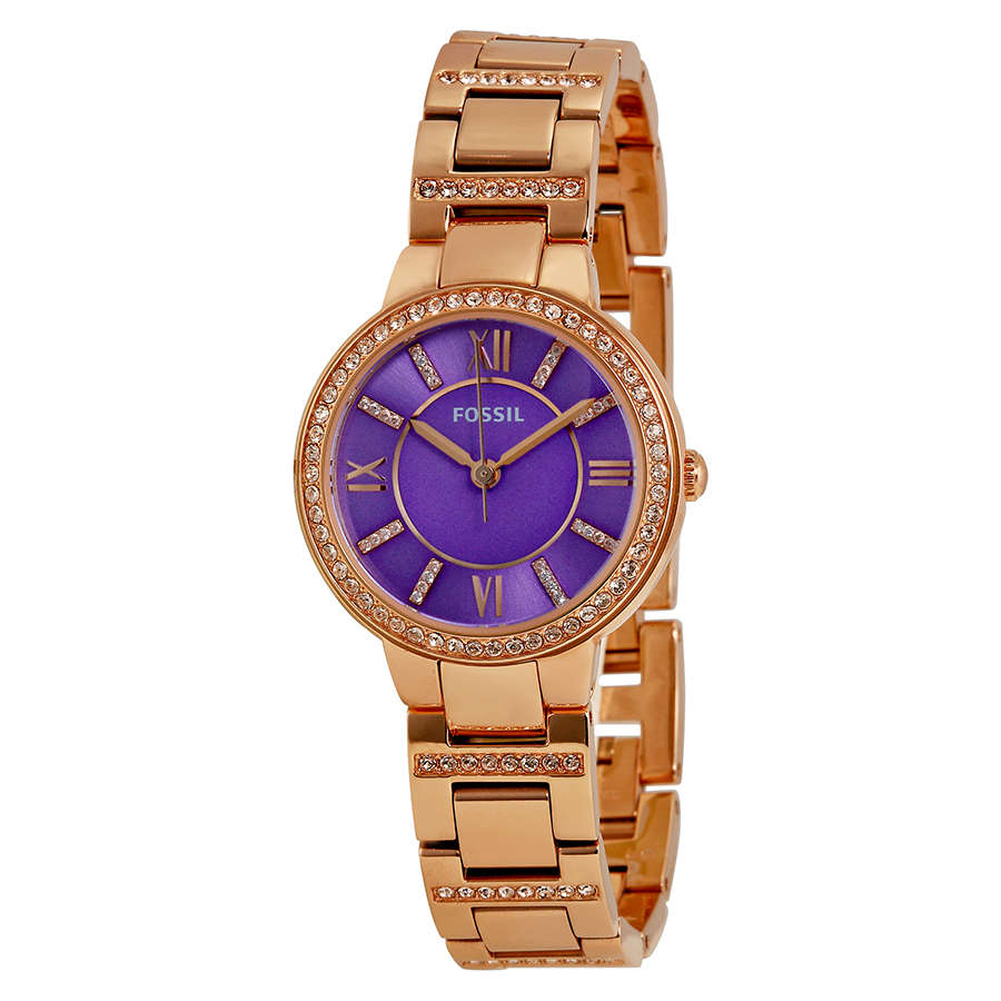Fossil Virginia Purple Dial Rose Gold 