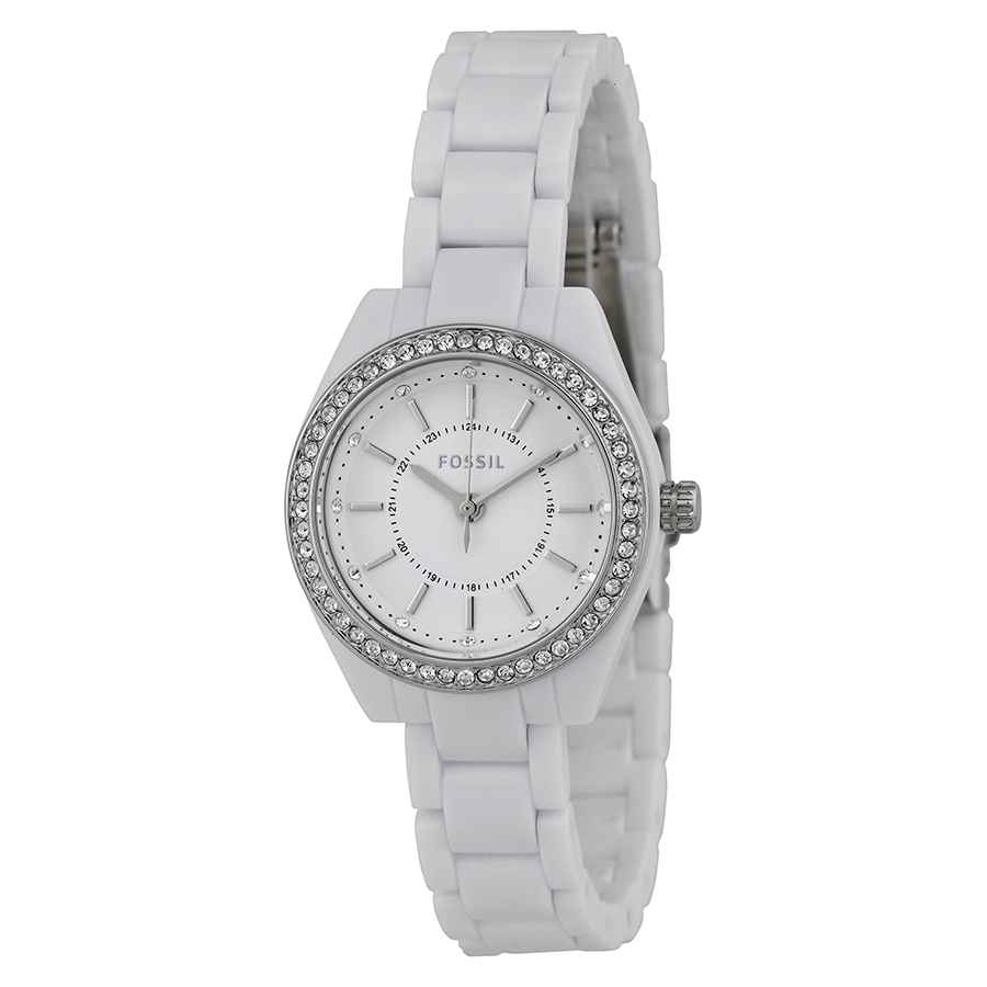 Fossil White Dial White Plastic Ladies 