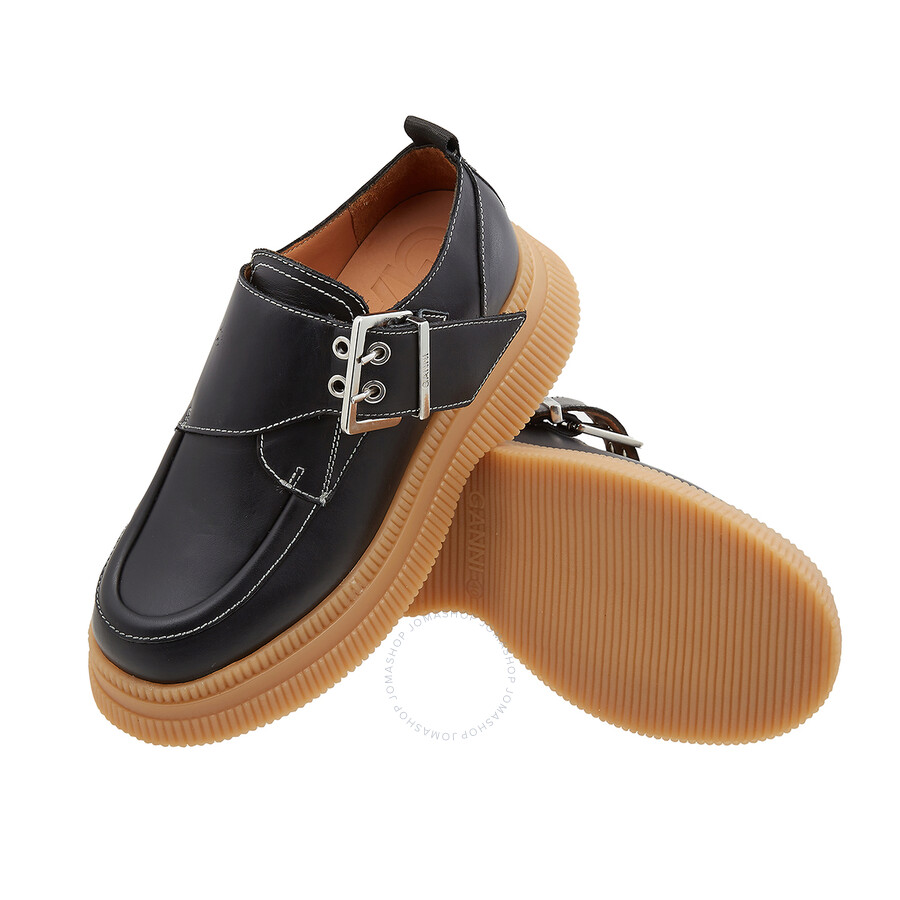 Ganni Ladies Calf Leather Platform Creepers Monk Boots, Brand Size 40