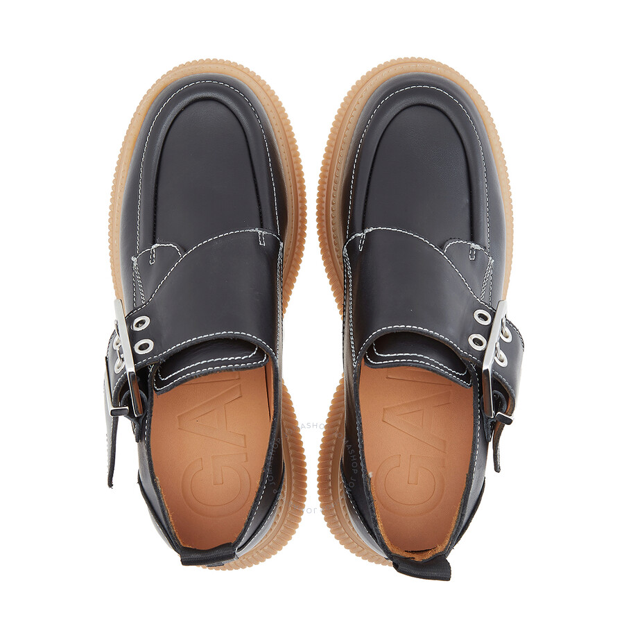 Ganni Ladies Calf Leather Platform Creepers Monk Boots, Brand Size 40