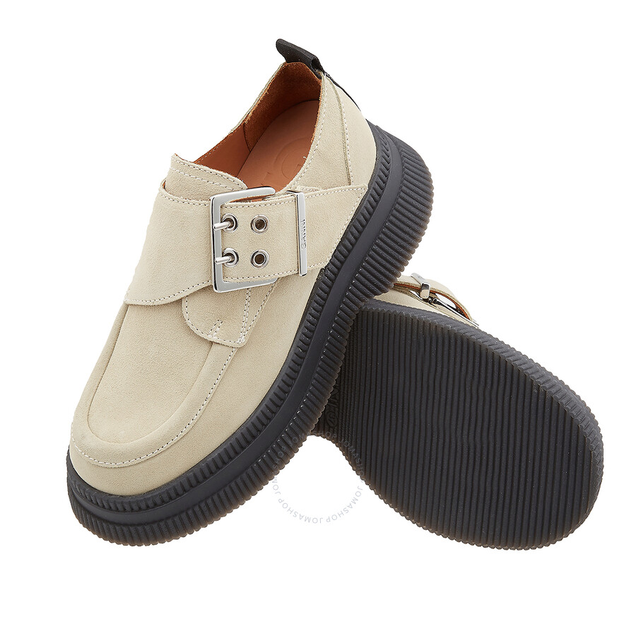 Ganni Ladies Calf Leather Platform Creepers Monk Boots, Brand Size 37