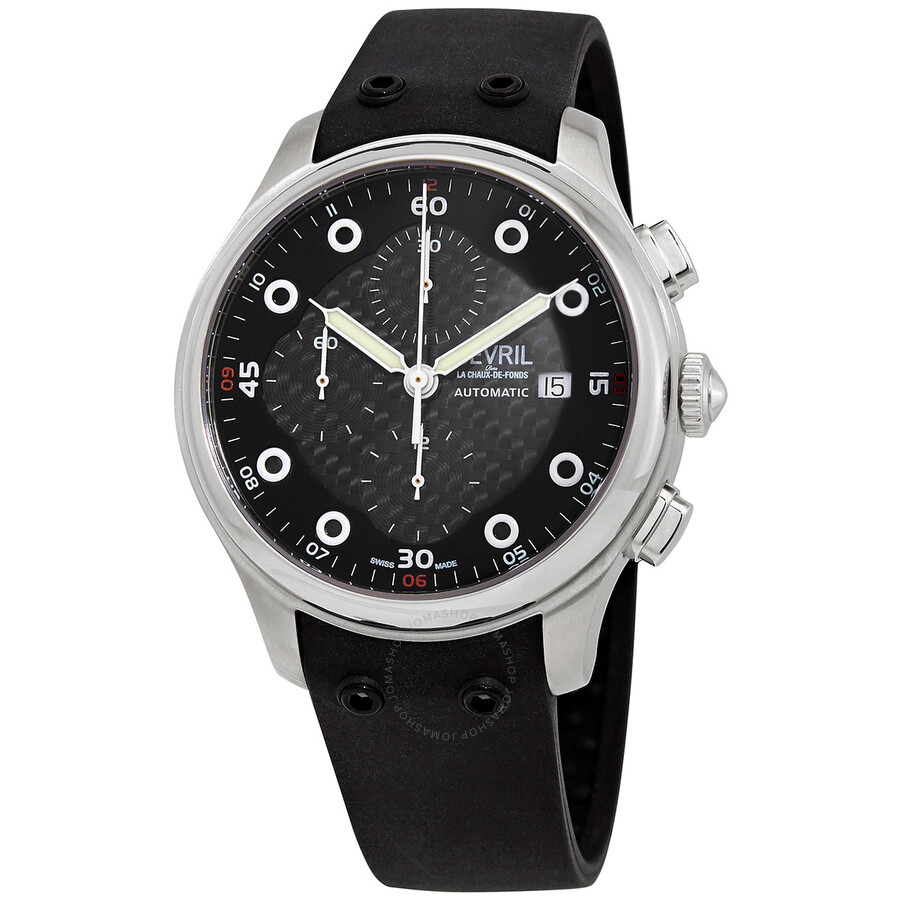 Gevril Canal St Black Dial Black Rubber Men's Watch 46102 - 546x546