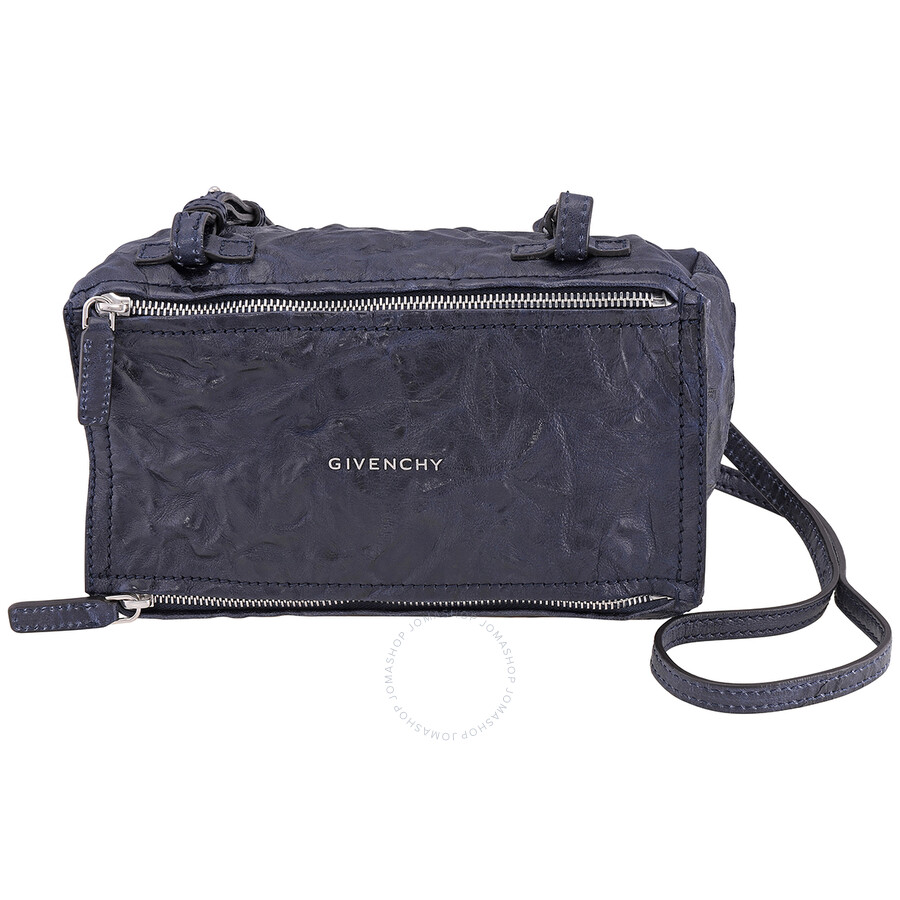 Givenchy Aged Leather Mini Pandora Bag In Navy BB05253004.410 3594654919506 Handbags
