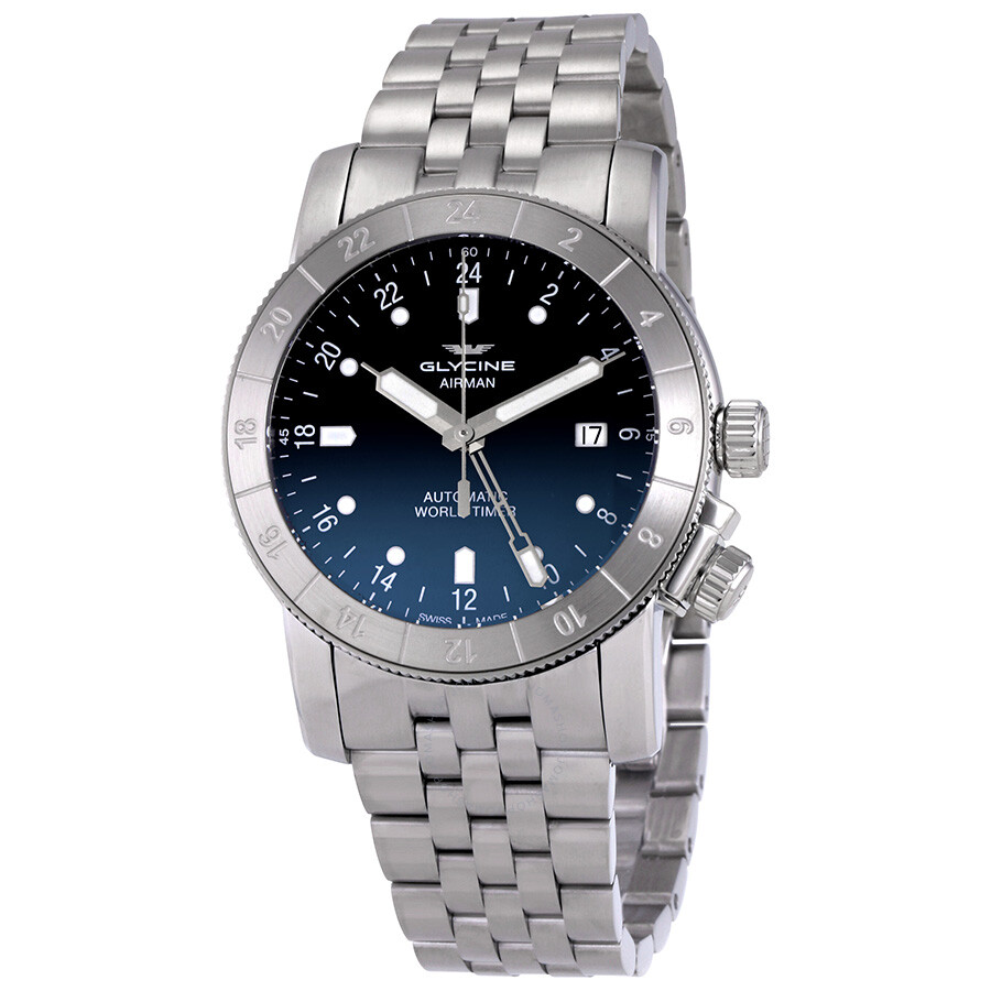 Airman Worldtimer GMT Automatic Blue Dial Men's Steel Watch