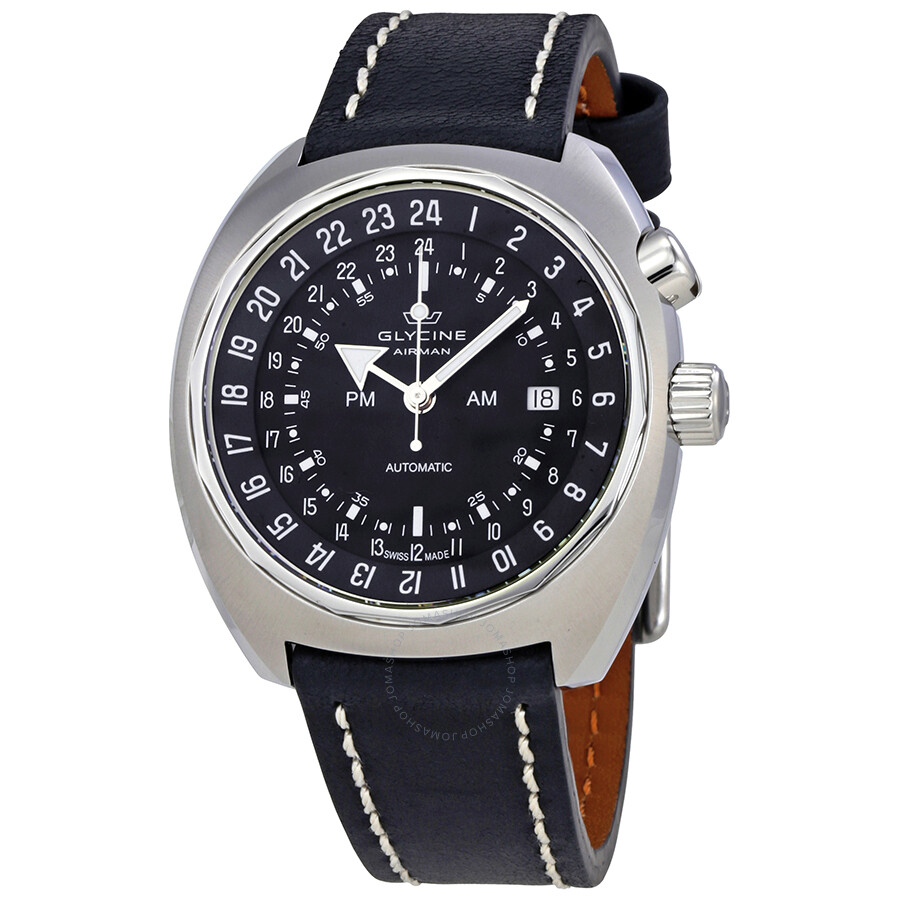 Airman SST 12 Purist Automatic Black Dial Black Leather Men's Watch