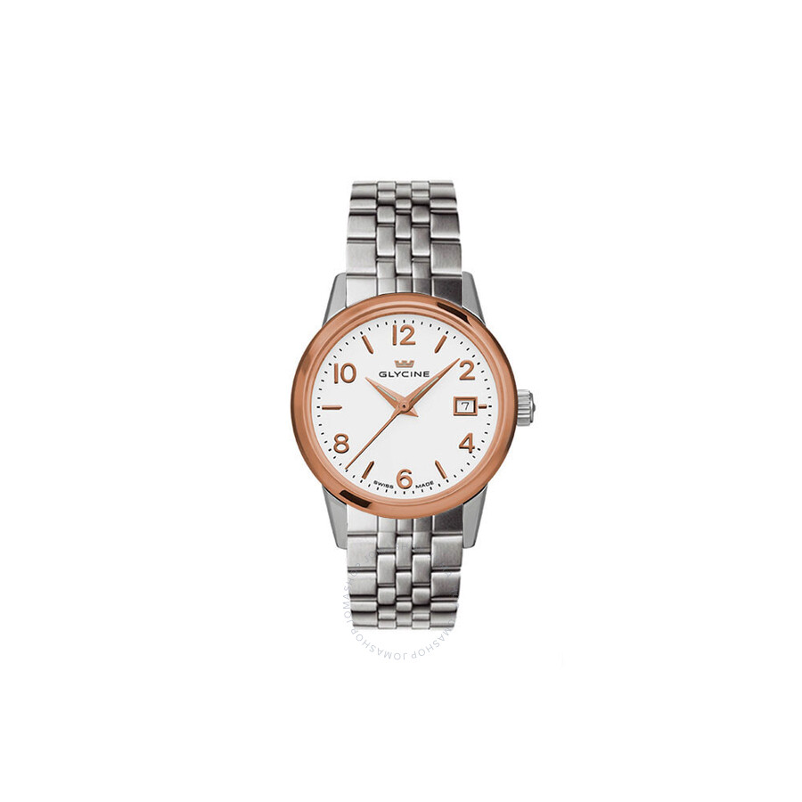 Classic White Dial Ladies Stainless Steel Watch