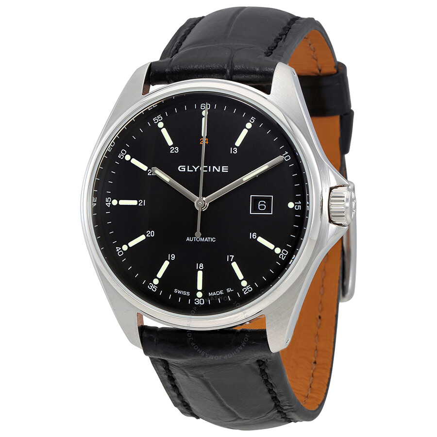 Combat 6 Automatic Black Dial Men's Leather Watch