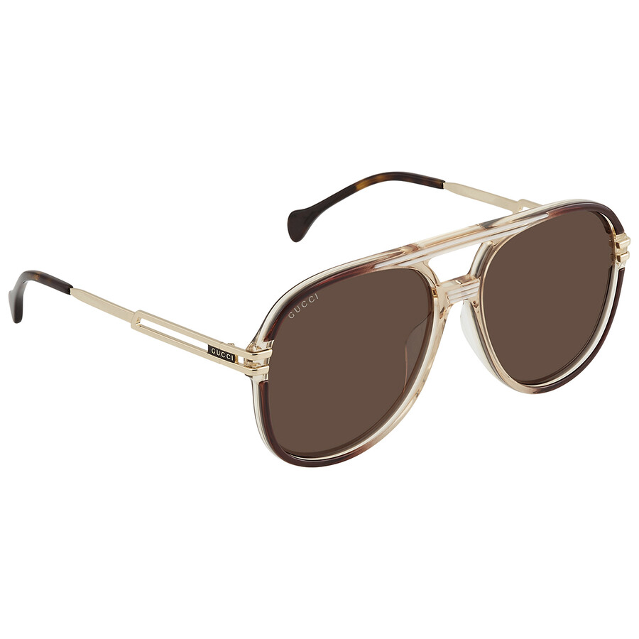 Gucci Brown Pilot Men's Sunglasses GG1104S 002 61 889652376479